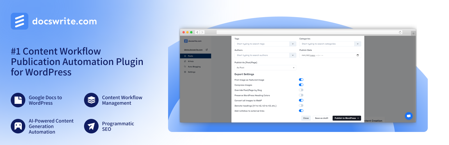 Docswrite – Export Google Docs to Your Site ✨