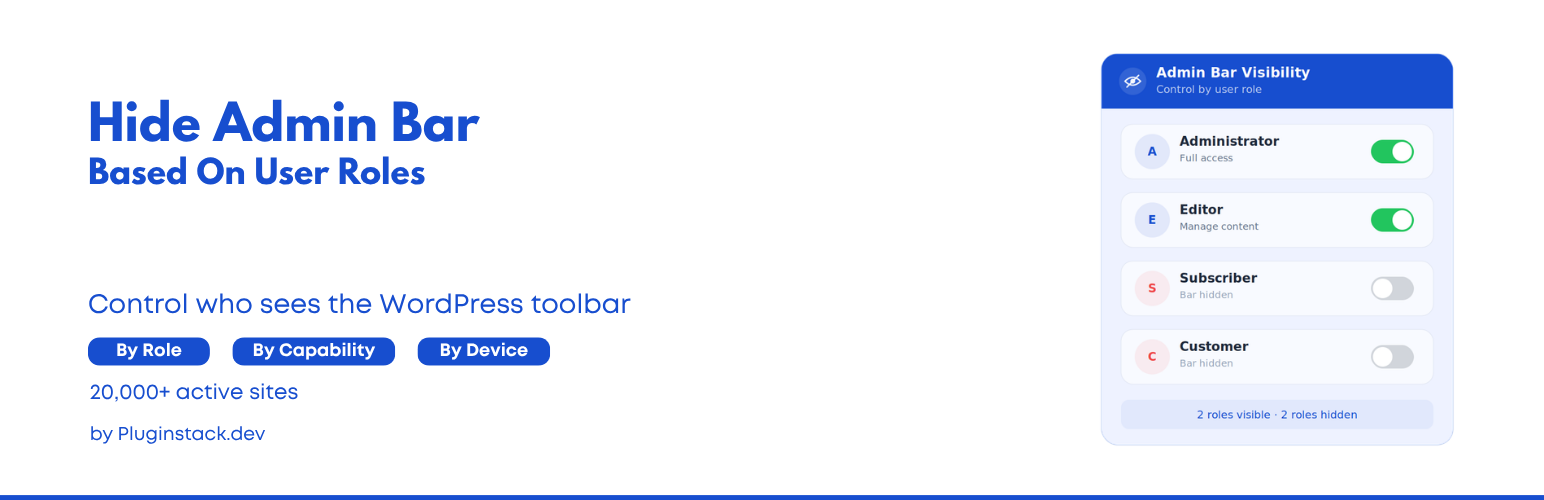 Hide Admin Bar Based on User Roles