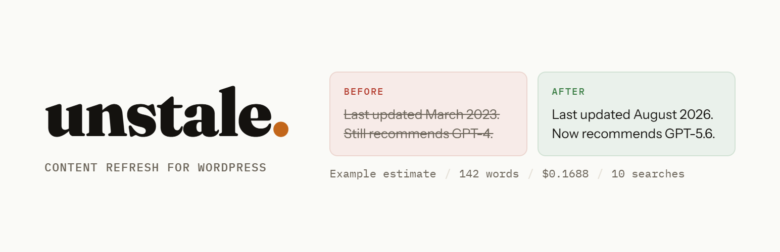 Unstale – Refresh Old Posts with AI, Fact-Check & Republish