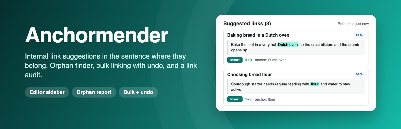 Anchormender – Internal Link Suggestions, Orphan Post Finder & Bulk Internal Linking